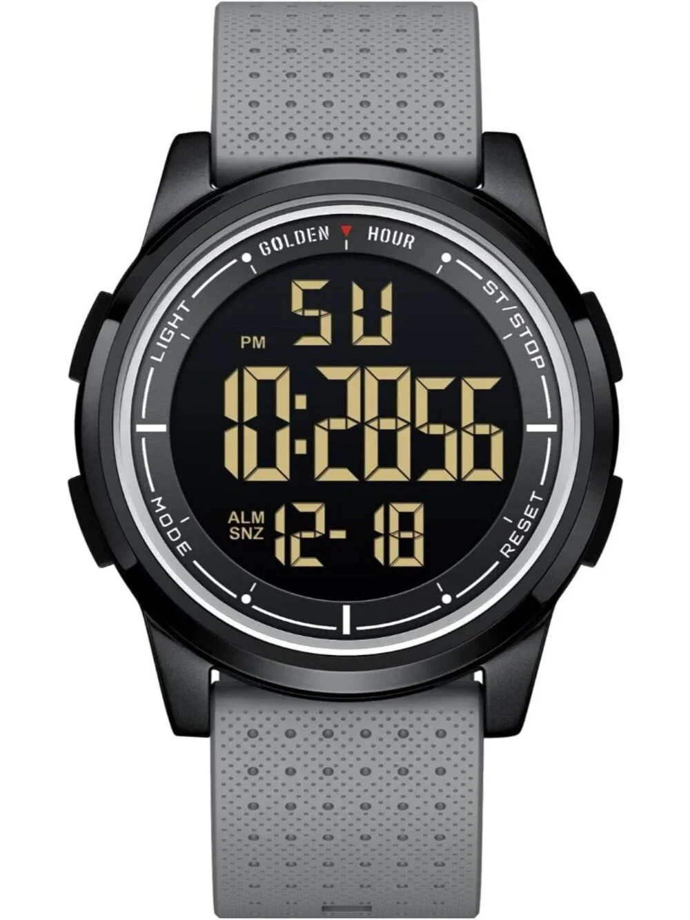 Men's Grey Rubber Strap Ultra-Thin Minimalist Solid Waterproof Digital Watch